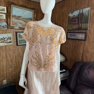 NWT Anthropologie Chloe Oliver Sequin Beaded Top